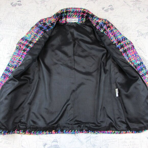 Saks Fifth Avenue Vintage 1980's David Hayes  Neon Tweed womens Jacket womens 8 - Picture 10 of 11